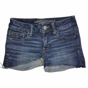 American Eagle Medium Wash Distressed Shorts 2